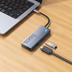 Jack chuyển HOCO HB50 Wow 5in1 cáp chuyển Type-C ra HDMI HDTV vs typec PD vs 3 cổng usb 3.0 chính hãng [BH 1 năm]