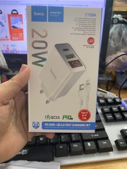 Bộ sạc nhanh 20w HOCO C100A (c-l) LCD kèm cáp Type C ra iPhone Lightning (Cóc 1 cổng USB QC3.0 vs 1 cổng Type C PD) cho iPhone 11 12 13 Pro Max chính hãng [BH 1 năm]