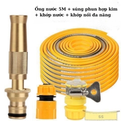 Bộ vòi xịt tăng áp VÀNG ĐEN kèm dây 5m rửa xe, tưới cây tiện lợi [BH: NONE]