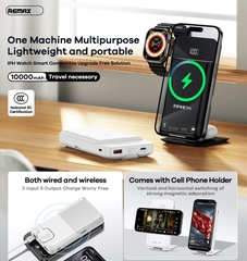 Pin sạc nhanh không dây 22.5w 5in1 REMAX RPP-D3 10.000mAh chính hãng (sạc điện thoại, airpods, đồng hồ apple watch,...) [BH 1 năm]