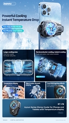 Quạt tản nhiệt điện thoại Remax RT-F8i (sò lạnh -3 độ) đèn RGB siêu đẹp [BH: 1 NĂM]