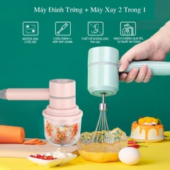 Máy xay tiêu, đánh trứng xay thịt 3IN1 tay cầm dài  [BH 1 tuần]