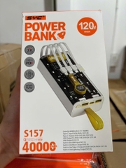 Pin sạc nhanh 120W max SYC S157 40.000mAh trong suốt 1 mặt, có màn hình hiển thị % pin, cáp liền thân, có dây treo chính hãng [BH: 1 NĂM]