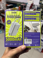 Pin sạc nhanh 20w REMAX RPP-517 5.000mAh dự phòng kèm cáp liền pin, ghim sạc ổ điện [BH: 1 năm]