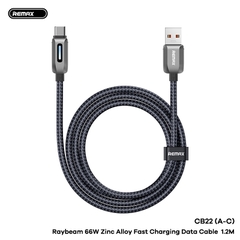 Cáp sạc nhanh 66w REMAX CB22 A-C cáp USB ra Type C chất liệu hợp kim dài 1m2 kèm đèn led siêu đẹp