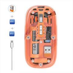 Chuột không dây F-Mouse FM233 trong suốt, Silient 3 chế độ tiện lợi[BH: 3 tháng]