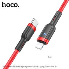 Cáp sạc nhanh 20w tự ngắt HOCO U117 (c-l) (Type C ra iPhone Lightning) có đèn led báo sạc 3A chính hãng [BH 1 năm]