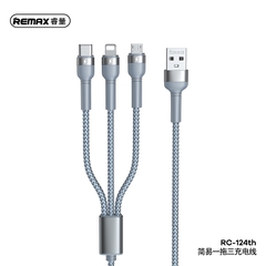 Cáp sạc nhanh 3 đầu Remax RC-124th đa năng chính hãng [BH 1 Năm]
