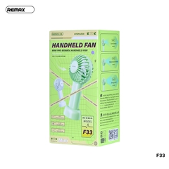 Quạt cầm tay REMAX F33 3 tốc độ gió kiêm để bàn pin 1200mAh siêu trâu [BH 1 Năm]