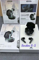 Tai nghe bluetooth Sendem S-5, 2 Tai có nú cao su kèm doc sạc có led viền siêu đẹp kiểu dáng gaming [BH: 6 THÁNG]