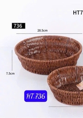 Rổ nhựa đan giả giỏ mây size 28.5cm HT.736 [BH: NONE]