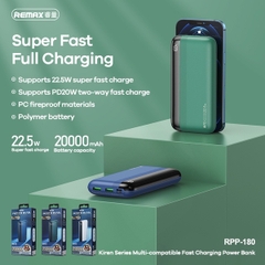 Pin sạc nhanh 22.5w Remax RPP-180 20.000mAh QC3.0 + PD (sạc dự phòng) chính hãng [BH 1 năm]