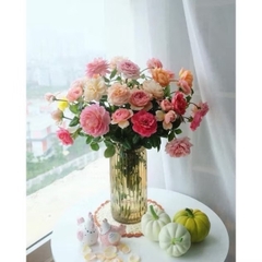 Bình hoa pha lê lớn màu hổ phách miệng rộng decor, trang trí [BH: NONE]