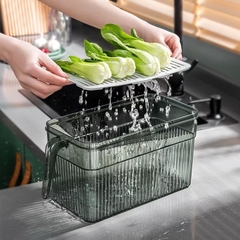 Hộp nhựa đựng đồ tủ lạnh có tay cầm, đáy hộp tách nước tiện lợi [BH: None]