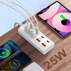 Hub chuyển sạc nhanh 8in1 PD+ FASCHARGER (1 CỔNG USB RA 4 CỔNG Type C + 4 CỔNG USB) [BH: 1 THÁNG]