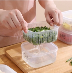 Hộp nhựa bảo quản hành tỏi, đựng đồ tủ lạnh có khay ráo nước kèm nắp tiện lợi [BH: None] 2Tr1401