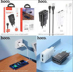 Bộ sạc 2.4A HOCO C88A cóc sạc 2 cổng sạc USB kèm cáp USB ra iphone chính hãng