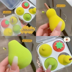 Hộp 4 bông mút tán kem hình Trái cây siêu cưng