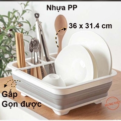 Giá úp chén kiêm rổ gấp gọn thông minh nhà bếp