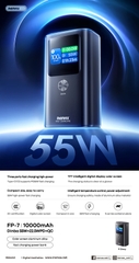 Pin sạc dự phòng REMAX FP-7 10000mAh sạc nhanh 55w+22.5w có màn hình hiển thị phần trăm pin, số W siêu đẹp