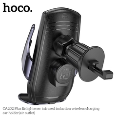 Giá đỡ kẹp điện thoại xe hơi HOCO CA202 PLUS kiêm đế sạc không dây cảm ứng hồng ngoại (trên ô tô) chính hãng [BH 1 năm]