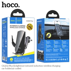 Giá đỡ kẹp điện thoại xe hơi HOCO CA202 PLUS kiêm đế sạc không dây cảm ứng hồng ngoại (trên ô tô) chính hãng [BH 1 năm]