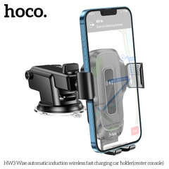 Đế sạc không dây xe hơi kiêm giá đỡ điện thoại ô tô HOCO HW3 chính hãng [BH 1 năm]