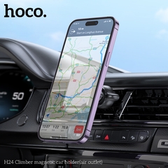 Giá đỡ điện thoại xe hơi HOCO H24 (kẹp gắn móc lỗ vent khe thông gió ô tô) hít nam châm từ magnetic chính hãng [BH 1 năm] / pktn sale