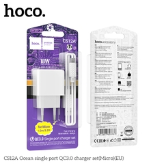 Bộ sạc QC3.0 một cổng Ocean Hoco CS12A Micro 18W chính hãng [BH 1 NĂM]
