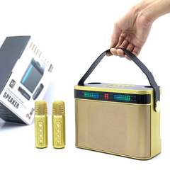 Loa bluetooth karaoke YOSD YS-224 kèm 2 micro không dây có đèn led theo nhạc siêu đẹp cực hay xách tay chính hãng [BH 6 tháng]