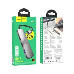 JACK CHUYỂN HOCO HB27 BỘ CHUYỂN TYPE C RA HDMI HDTV + USB3.0 + USB2.0*2 + PD TYPE C RA HDTV + USB3.0 + USB2.0*2 + PD
