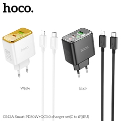 Bộ sạc nhanh 30w HOCO CS42A (c-l) (cáp type c ra iphone lightning) (1 cổng type-c vs 1 cổng usb) PD QC3.0 chính hãng [BH 1 năm]