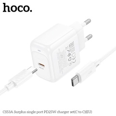 Bộ sạc nhanh 25w HOCO CS53A (C-C) (Cóc 1 cổng type-c PD) (Cáp 2 đầu type c ra type-c) chính hãng [BH 1 năm]