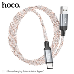 Cáp sạc nhanh 3A dây led HOCO U112 usb ra type-c chính hãng [BH 1 năm]