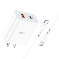 Bộ sạc nhanh 20w HOCO C97 (c-l) (2 cổng PD QC3.0) kèm cáp Type C ra iPhone Lightning cho iPhone 11 12 13 chính hãng [BH 1 năm]