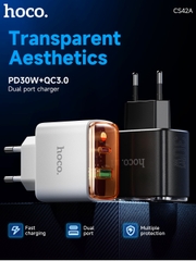 Cóc sạc nhanh 30w HOCO CS42A (1 cổng type-c vs 1 cổng usb) PD QC3.0 chính hãng [BH 1 năm]