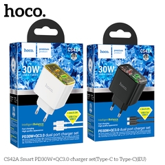 Bộ sạc nhanh 30w HOCO CS42A (c-c) (cáp 2 đầu type-c ra typec) (1 cổng type-c vs 1 cổng usb) PD QC3.0 chính hãng [BH 1 năm]