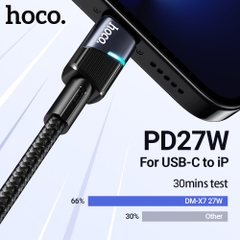 Cáp sạc nhanh 27w PD HOCO DM-X7 (c-l) type c ra iphone lightning chính hãng [BH 1 năm]