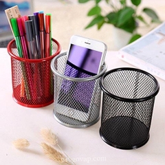 Hộp đựng bút/ viết, văn phòng phẩm lưới màu kim loại đa năng TRÒN/ VUÔNG / pktn sale