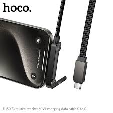 Cáp sạc 60W HOCO U150 2 đầu type c (Type C ra Type c; c-c) chân đế gập để đỡ điện thoại