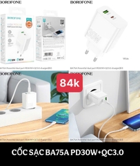 Cóc sạc nhanh PD30W+ qc3.0 BOROFONE BA75A 2 Cổng ( 1 usb a+ 1 type c)