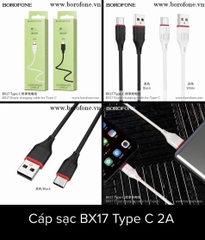 Cáp sạc nhanh 2A BOROFONE BX17 type c (usbA- type c; a-c)
