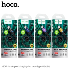 Cáp sạc nhanh typec 3A Hoco HK47 1M có đèn led báo sạc (usb ra type-c 1 mét) chính hãng [BH 1 NĂM]
