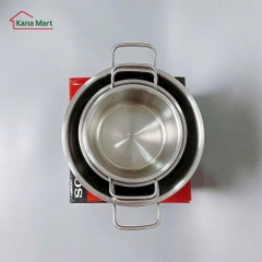 Bộ 3 nồi kèm nắp inox xịn size 16 18 24cm sử dụng được bếp từ, bếp điện, bếp ga [BH: NONE]