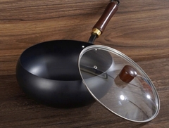 Chảo chống dính tròn 24cm sâu lòng có nắp kính đa năng: chiên, xào, rán, luộc [BH: NONE]