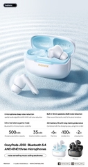 Tai nghe bluetooth REMAX COZYPODS JZ02 tai có chống ồn ANC kèm đèn led siêu đẹp