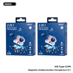 Micro thu âm không dây REMAX K16 IPHONE 2 micro kèm dock sạc 70mAh/500mAh chính hãng [BH 1 Năm]