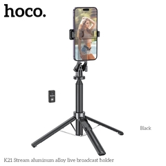 Gậy 3 chân 2 in 1 Hoco K21 kiêm đỡ điện thoại và máy ảnh cao 137cm kèm remote chụp ảnh chính hãng [BH 1 Năm][Pin remote không bảo hành]