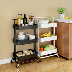 Kệ để đồ 3 tầng NY có bánh xe tay cầm đẩy di chuyển đa năng bỉm sữa [BH: NONE]