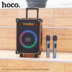 Loa kéo hát karaoke HOCO HA2 có đèn led LOVE MUSIC chính hãng bluetooth tặng kèm 2 micro không dây [BH: 1 NĂM]